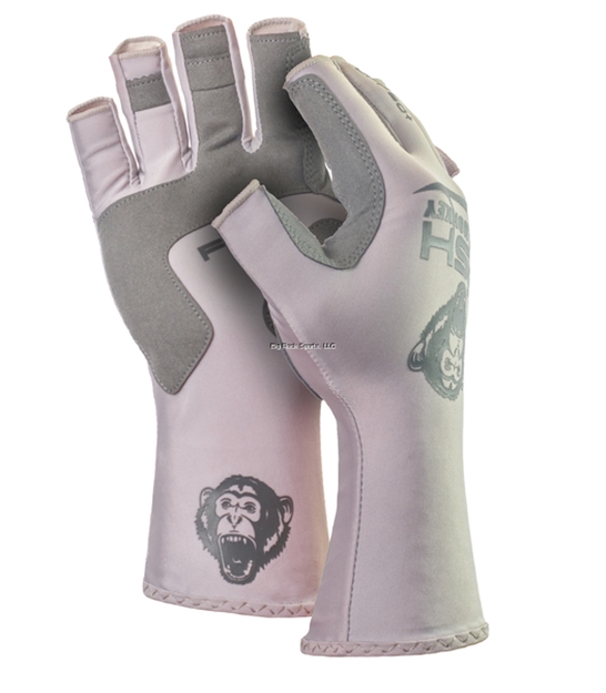 Picture of Fish Monkey Half Finger Guide Glove, Upf+50, Synthetic Leather Palm, Quick Dry Fabric, Extended Cuff, Light Grey M