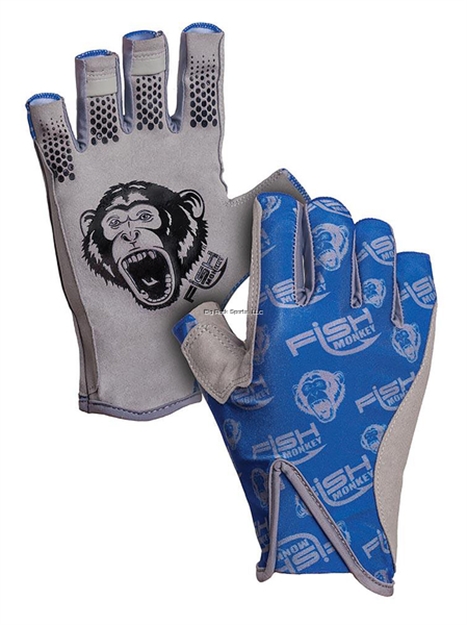 Picture of Fish Monkey Pro 365 Guide Glove, Exposed Finger, Non Slip Synthetic Leather Palm, Quick Dry Breathable Fabric, Royal Blue L