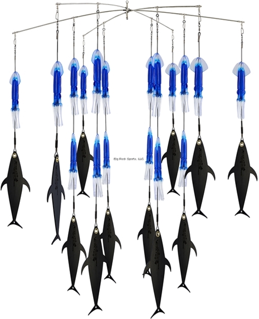 Picture of Fish Razr Blue Squid And Flapz Complete Dredge Kit. 36" Bar, 18 Squid, 12 Flapz