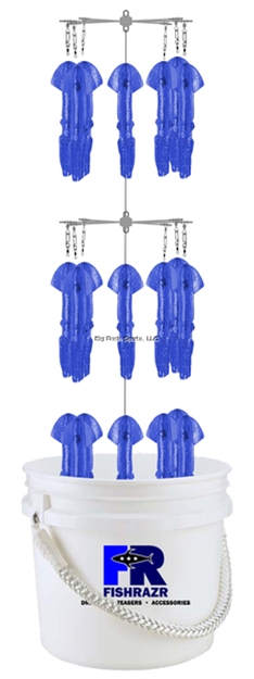 Picture of Fish Razr Bucket Dredge 9" Blue Sparkle Squid With Weight