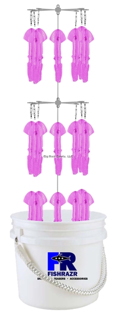 Picture of Fish Razr Bucket Dredge 9" Pink Fluorescent Squid With Weight