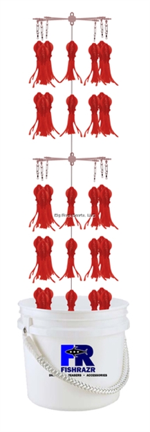 Picture of Fish Razr Bucket Dredge Red Sparkle Phat Squid With Weight