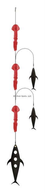 Picture of Fish Razr Deadly Daizy Red- Red Squid With 10" Flapz Droppers And A 18" Tuna Bubbler