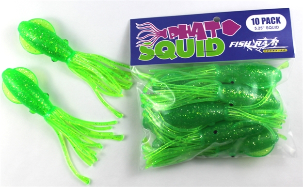 Picture of Fish Razr Phat Squid 5.25" 10Pk Green Sparkle