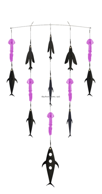 Picture of Fish Razr Spreader Bar Kit. 36" Bar With Flapz And 9" Pink Squid IN Carrying Case