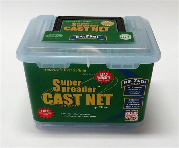 Picture of Fitec Rs-750L Super Spreader Cast Net 5'X3/8" Mesh, Clear Mono, .75 LB Lead Weights