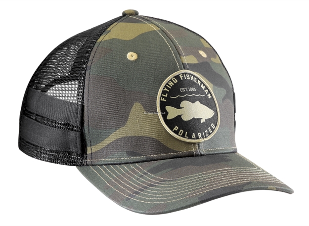 Picture of Flying Fisherman Bass Patch Trucker Hat, Camo, Adjustable Snap Back Closure