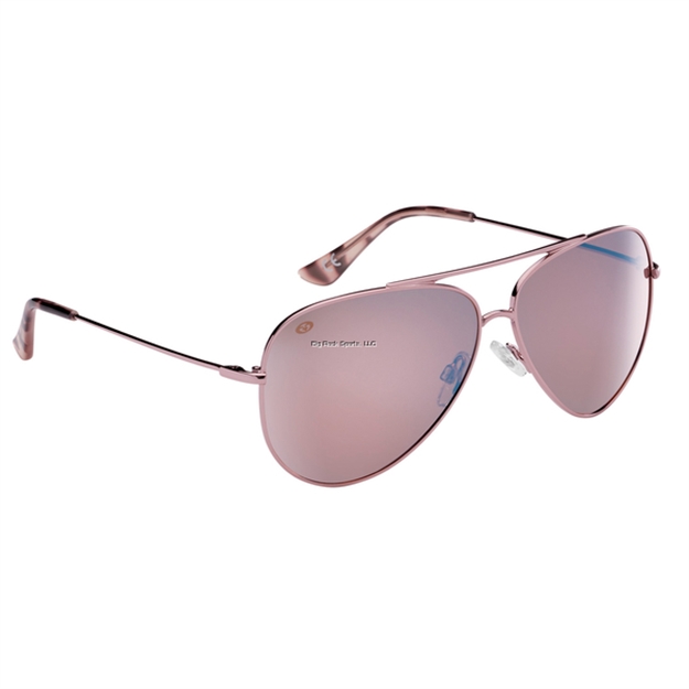 Picture of Flying Fisherman Crew Sunglasses, Rose Gold Frame, Copper-Silver Mirror Polarized Lens, Med TO Large Fit