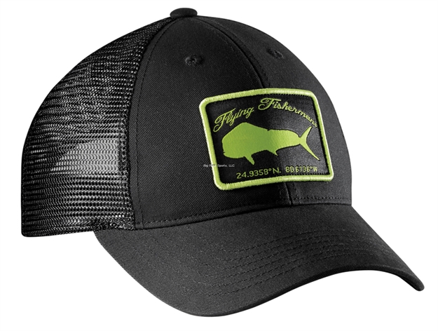 Picture of Flying Fisherman Mahi Trucker Hat, Black/Lime, Adjustable Snap Back Closure