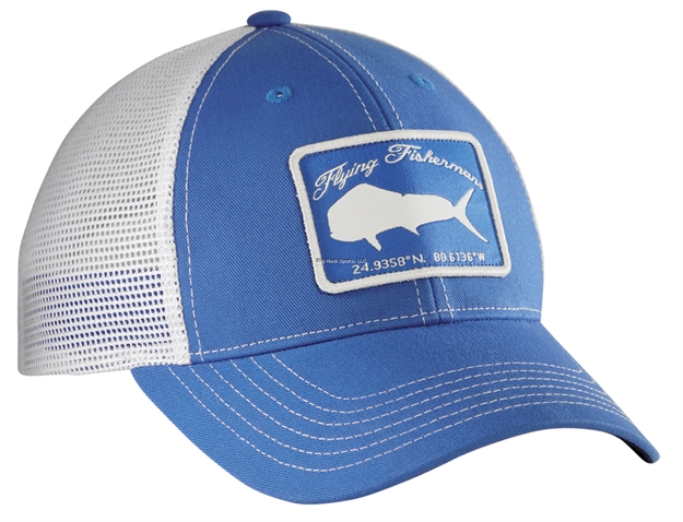 Picture of Flying Fisherman Mahi Trucker Hat, Blue/White, Adjustable Snap Back Closure