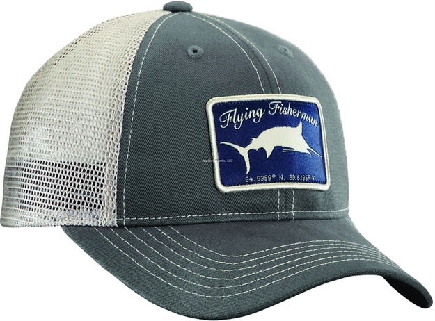 Picture of Flying Fisherman Marlin Trucker Hat, Grahite/Stone, Adjustable Snap Back Closure