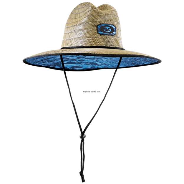 Picture of Flying Fisherman Straw Hat Water Camo, Light Weight, Wide Brim W/Water Camo Underbrim, Adjustable Chin Strap