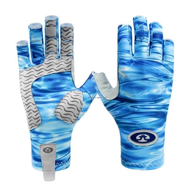 Picture of Flying Fisherman Sunbandit Half-Finger Gloves Blue Water S/M