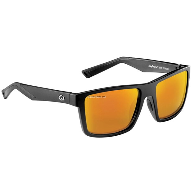 Picture of Flying Fisherman Swirl Sunglasses Matte Black Frame, Amber-Red Mirror Lens, Acutint Polarized Lens System