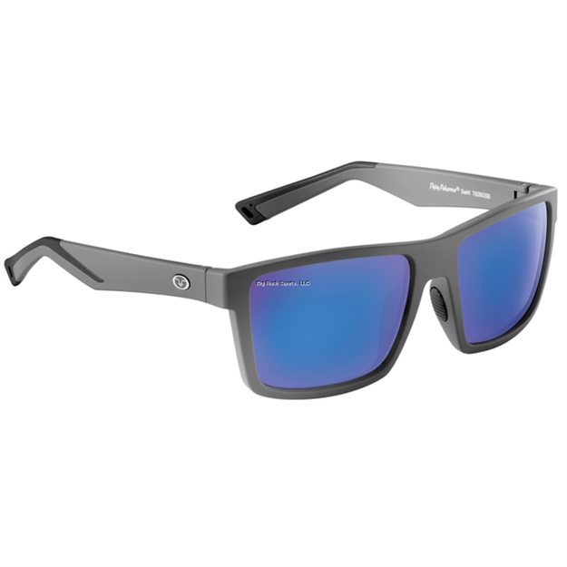 Picture of Flying Fisherman Swirl Sunglasses Matte Gray Frame, Smoke-Blue Mirror Lens, Acutint Polarized Lens System