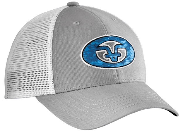 Picture of Flying Fisherman Water Camo Trucker Hat, Gray/White, Adjustable Snap Back Closure