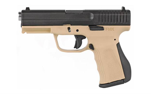 Picture of  Fmk Firearms G9c1g2rss 9C1 G2 9Mm Luger 14+1 4" Black Stainless Steel Barrel, Black Serrated Carbon Steel Slide, Desert Sand Polymer Frame W/Picatinny Rail, Black Backstrap Grip