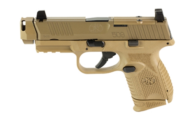 Picture of  FN 66101795 509C Mrd  Compact W/ Compensator Frame 9Mm Luger 10+1 Black Flat Dark Earth Pvd Flat Dark Earth