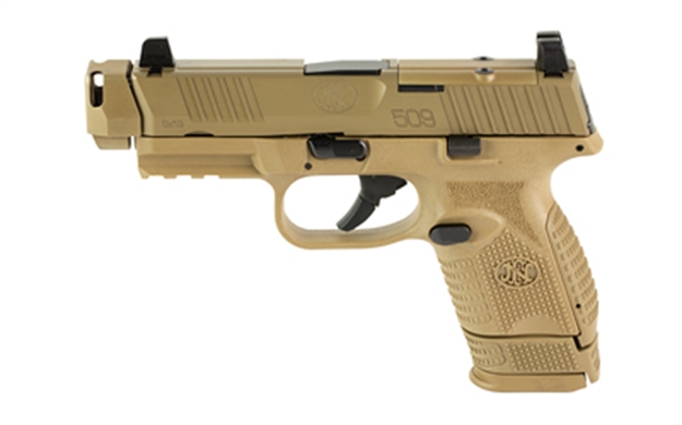 Picture of FN 66101794 509C Mrd  Compact W/Compensator Frame 9Mm Luger 4.20" 15+1 12+1 Black Flat Dark Earth Pvd Flat Dark Earth 66-101794