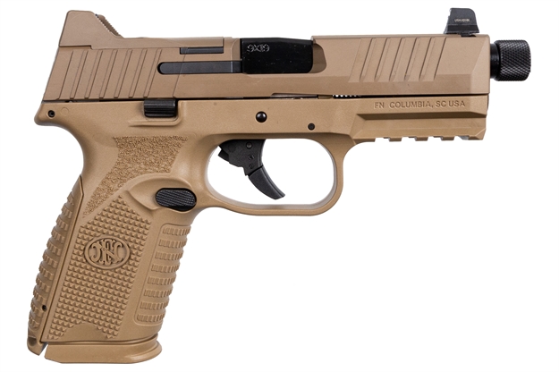 Picture of  FN 66100746 509Mt  9Mm Luger 10+1, 4.50" Black Target Crown/Threaded Steel Barrel, Flat Dark Earth Optic Cut/Serrated Steel Slide, Flat Dark Earth Polymer Frame W/Picatinny Rail, Ambidextrous 845737011611