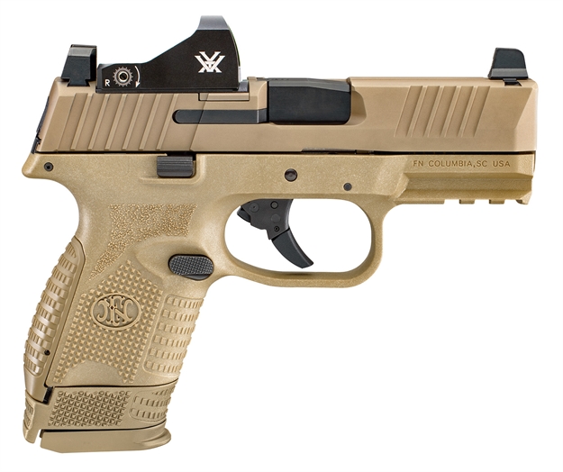 Picture of FN 66-100858 509 Compact Mrd 9Mm Luger 3.70" 15+1,12+1 Flat Dark Earth Steel Slide Flat Dark Earth Interchangeable Backstrap Grip Includes Vortex Viper Red Dot