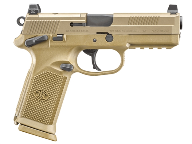 Picture of  FN 66100223 Fnx Tactical 45 Acp 10+1 4.50" Black Steel Barrel, Flat Dark Earth Optic Cut/Serrated Steel Slide & Polymer Frame W/Picatinny Rail, Fde Interchangeable Backstrap Grip, Ambidextrous