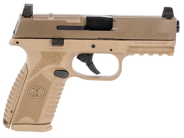 Picture of FN 66100742 509M Mrd Mid-Size 9Mm Luger 10+1 4" Black Recessed Crown Barrel, Flat Dark Earth Pvd Optic Ready/Serrated Steel Slide, Flat Dark Earth Polymer Frame W/Picatinny Rail, Ambidextrous 66-100742 845737011574