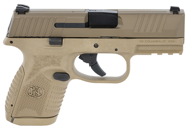 Picture of FN 66100819 509 Compact 9Mm Luger 3.70" Barrel 10+1, Flat Dark Earth Polymer Frame With Mounting Rail, Flat Dark Earth Stainless Steel Slide, NO Manual  Safety 66-100819 845737012823