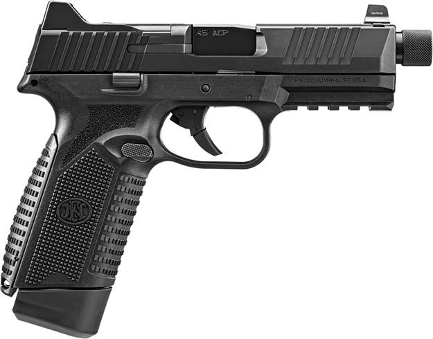 Picture of FN 66101385 545 Tactical 45 Acp 10+1 4.71" Black Target Crown/Threaded Steel Barrel, Black Optic Cut/Serrated Steel Slide & Polymer Frame W/Picatinny Rail,  Ambidextrous 66-101385 845737015671