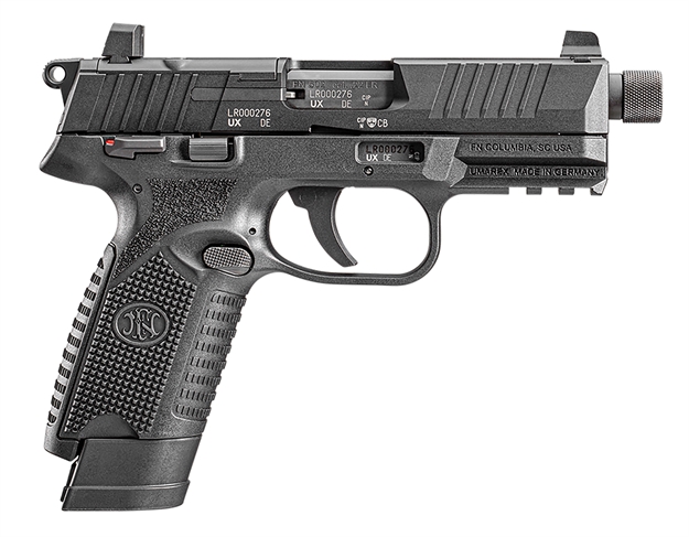 Picture of  FN 66101683 502 Tactical 22 LR 10+1/15+1 4.60" Steel Threaded Barrel, Black Optic Ready/Serrated Slide & Polymer Frame W/Picatinny Rail, Black Textured Polymer Grip, Ambidextrous, 5 Mags 845737017774