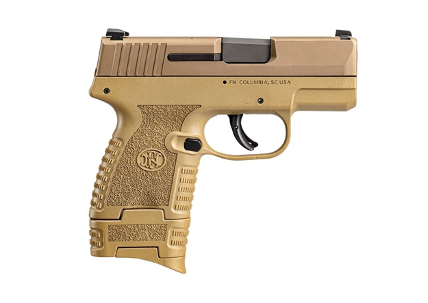 Picture of FN America 503 Semi Auto Pistol, 9Mm, 3.1" Bbl, Fde Poly Frame, Striker Fire,  1-6 Rd, 1-8 RD 66-100098-9 845737012786