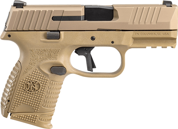 Picture of  FN 66101643 509C Bundle 9Mm Luger 24+1, 3.70" Black Recessed Crown Barrel, Flat Dark Earth Pvd Serrated Steel Slide & Polymer Frame W/Picatinny Rail,  Ambidextrous, 5 Magazines 845737016784