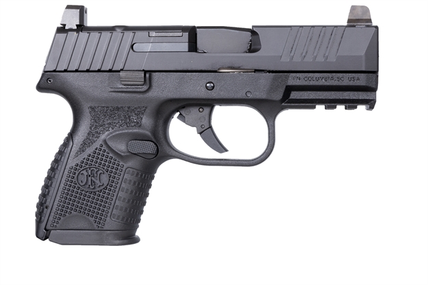 Picture of  FN 66100572 509C Mrd Compact Frame9mm Luger 10+1 3.70" Black Recessed Target Crown Steel Barrel, Black Pvd Optic Ready/Serrated Steel Slide & Polymer Frame W/Picatinny Rail,  Ambidextrous 845737010898