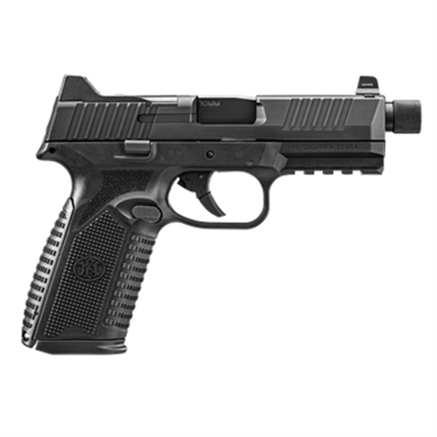 Picture of FN 66101377 510 Tactical Full Size 10Mm Auto 10+1, 4.71" Black Target Crown/Threaded Steel Barrel, Black Pvd Optic Cut/Serrated Slide & Polymer Frame W/Picatinny Rail,  Ambidextrous 66-101377 845737015589
