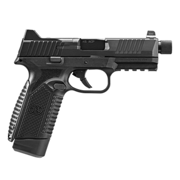 Picture of FN 66101385 545 Tactical 45 Acp 10+1 4.71" Black Target Crown/Threaded Steel Barrel, Black Optic Cut/Serrated Steel Slide & Polymer Frame W/Picatinny Rail,  Ambidextrous 66-101385