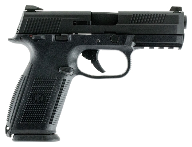 Picture of FN America LE 66938 Fns-40  40 Smith & Wesson (S&W) Double 4" 14+1 Black Interchangeable Backstrap Grip Polymer Frame Black Stainless Steel Slide