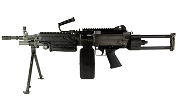Picture of FN 46100171 M249s Para 5.56X45mm Nato  16.10" Barrel 30+1 Mag OR 200Rd Belt Capacity, Black  Rotating & Telescoping Stock, Hydraulic Recoil Buffer, Non-Slip Buttplate, Optics Ready 46-100171 845737015084