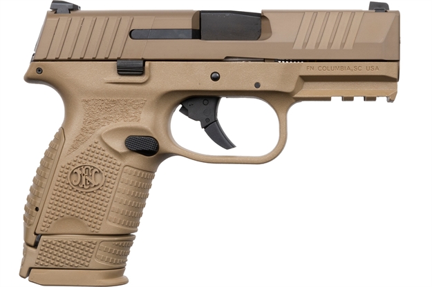 Picture of FN 66100818 509 Compact 9Mm Luger 3.70" Barrel 12+1 OR 15+1, Flat Dark Earth Polymer Frame With Mounting Rail, Flat Dark Earth Stainless Steel Slide,  NO Manual Safety 66-100818 845737012816