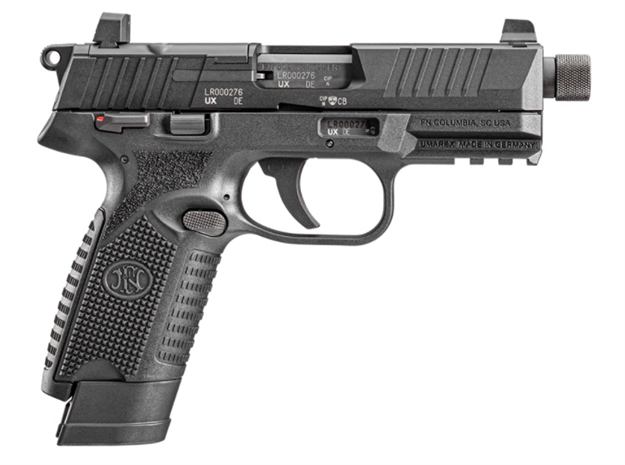 Picture of FN 66101011 502 Tactical 22 LR 10+1 4.60" Steel Threaded Barrel, Black Optic Ready/Serrated Slide & Polymer Frame W/Picatinny Rail, Black Textured Polymer Grip, Ambidextrous 66-101011 845737013301