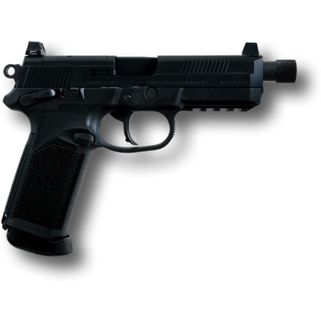 Picture of  FN 66966 Fnx Tactical 45 Acp 15+1 5.30" Steel Threaded Barrel Black Optic Ready/Serrated Slide Matte Black Polymer Frame W/Picatinny Rail Black Textured W/Interchangeable Backstrap Grips Right Hand 845737000912