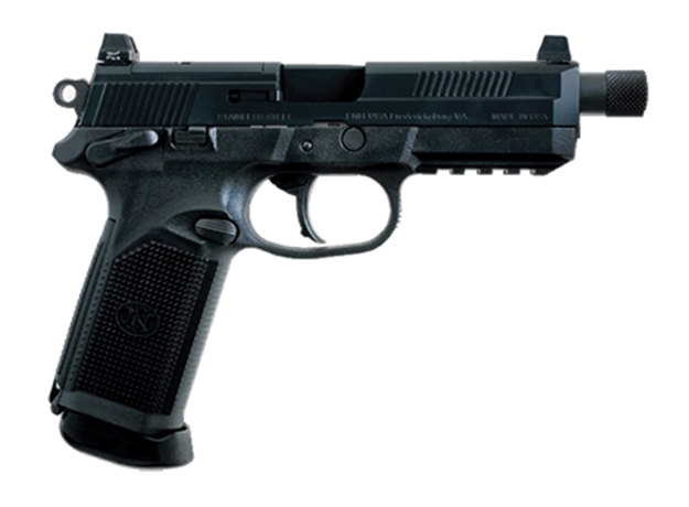 Picture of  FN 66966 Fnx Tactical 45 Acp 15+1 5.30" Steel Threaded Barrel Black Optic Ready/Serrated Slide Matte Black Polymer Frame W/Picatinny Rail Black Textured W/Interchangeable Backstrap Grips Right Hand