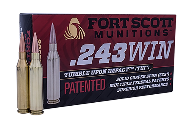Picture of Fort Scott Munitions 243080Scv Tumble Upon Impact (Tui) Rifle 243Win 80Gr Solid Copper Spun 20 Per Box/10 Case 243-080-SCV 758381721570