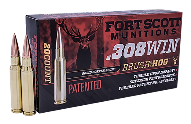 Picture of Fort Scott Munitions 308168Scv Tumble Upon Impact (Tui) Brush Hog 308Win 168Gr Solid Copper Spun 20 Per Box/10 Case 308-168-SCV