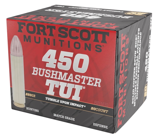 Picture of Fort Scott Munitions 450Bm250scv Tumble Upon Impact (Tui) Rifle 450Bushmaster 250Gr Solid Copper Spun 20 Per Box/10 Case 450BM-250-SCV 758381721624