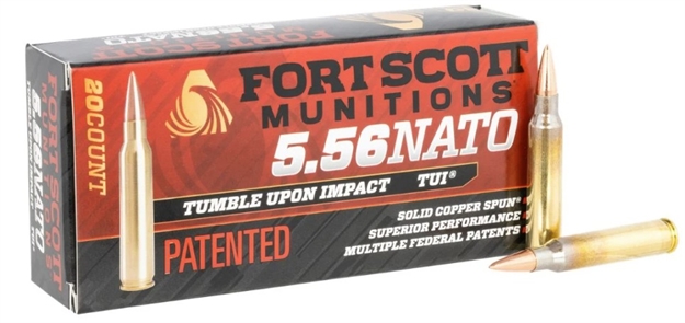 Picture of Fort Scott Munitions 556062Scv Tumble Upon Impact (Tui)  5.56X45mmnato 62Gr Solid Copper Spun 20 Per Box/25 Case 556-062-SCV