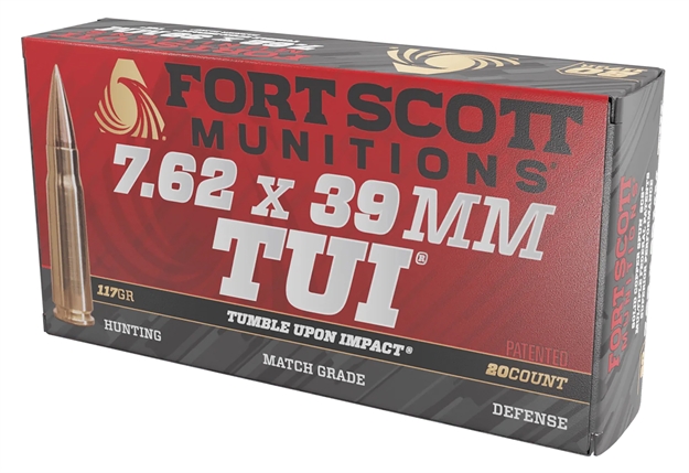 Picture of Fort Scott Munitions 762X39117scv Tumble Upon Impact (Tui) Rifle 7.62X39mm 117Gr Solid Copper Spun 20 Per Box/10 Case 762X39-117-SCV 758381721648