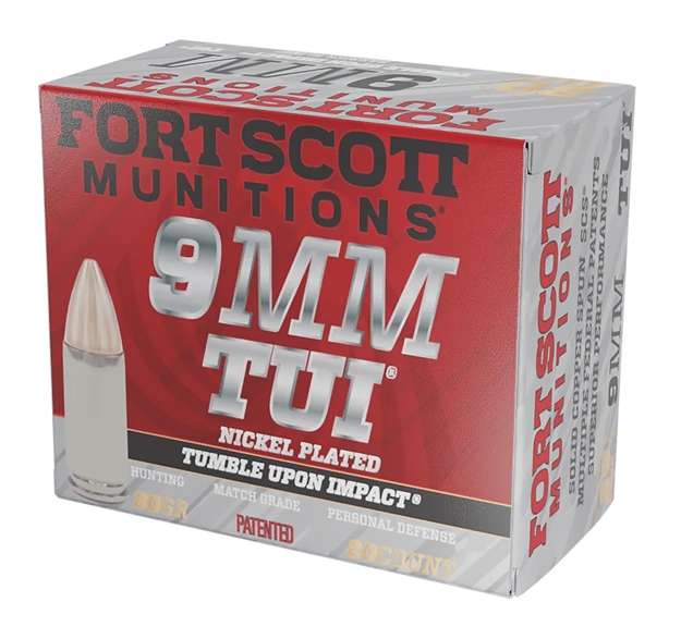 Picture of Fort Scott Munitions 9Mm080scvnic Tumble Upon Impact (Tui)  9Mmluger 80Gr Solid Copper Spun 20 Per Box/25 Case 9MM-080-SCVNIC 758381721495