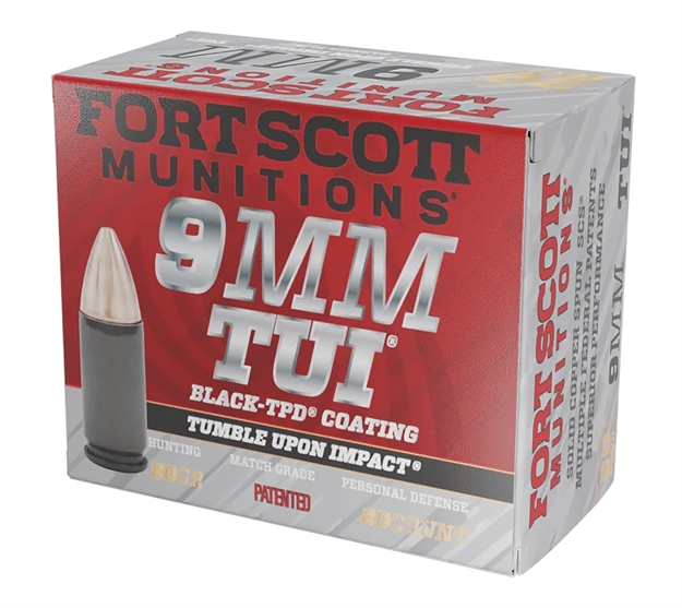 Picture of Fort Scott Munitions 9Mm080scvtpd Tumble Upon Impact (Tui)  9Mmluger 80Gr Solid Copper Spun 20 Per Box/25 Case *Tpd-9 Coated 9MM-080-SCVTPD