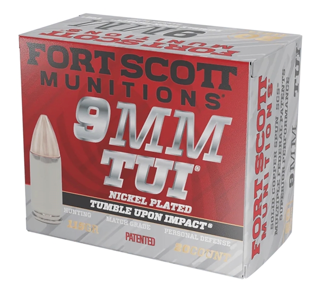 Picture of Fort Scott Munitions 9Mm115scvnic Tumble Upon Impact (Tui)  9Mmluger 115Gr Solid Copper Spun 20 Per Box/25 Case 9MM-115-SCVNIC 758381721846