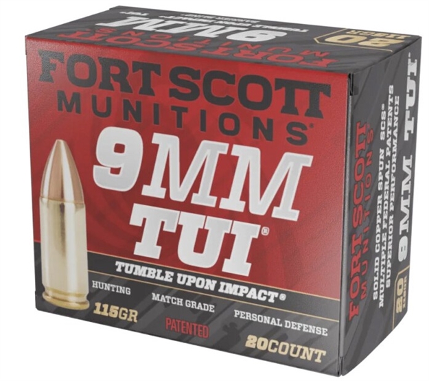 Picture of Fort Scott Munitions 9Mm115scv Tumble Upon Impact (Tui)  9Mmluger 115Gr Solid Copper Spun 20 Per Box/25 Case 9MM-115-SCV